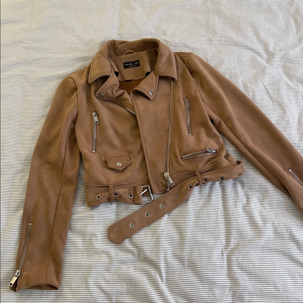 Faux suede tan Moto jacket size small